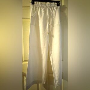 NEW NEVER WORN! White Drawstring Pants